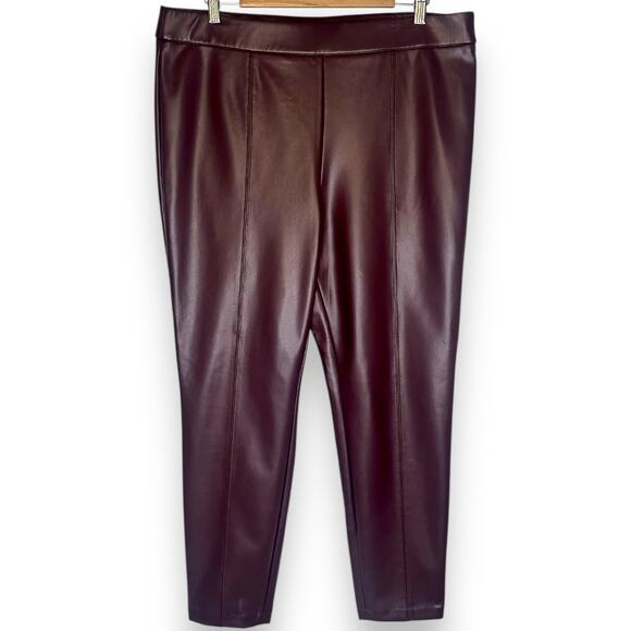 Talbots Women's Faux Leather Leggings Size 16 Rich Burgundy P233016329 Pants - Picture 10 of 10
